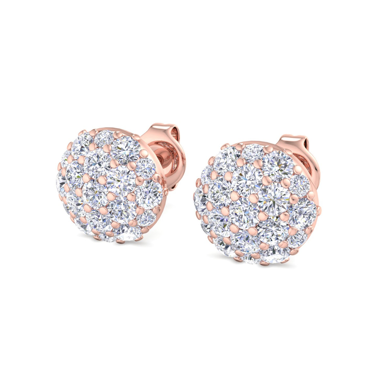 Domed Cluster Diamond Stud Earrings