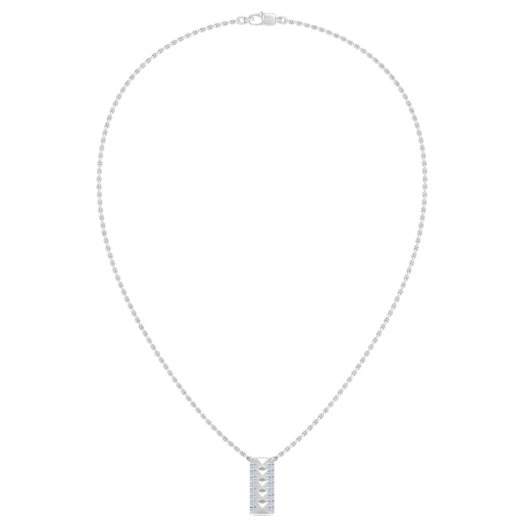 Pyramid Cut Diamond Bar Pendant Necklace