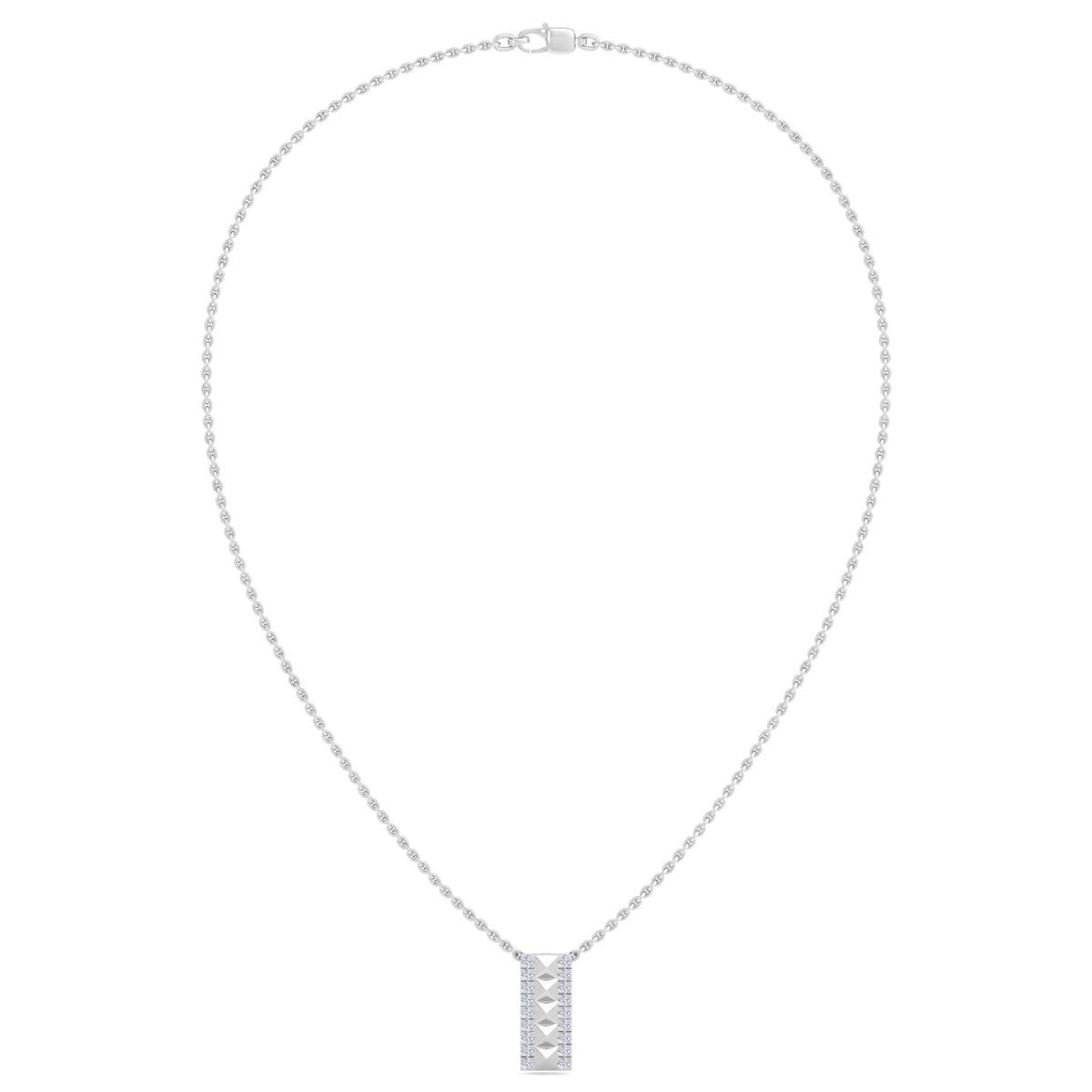 Pyramid Cut Diamond Bar Pendant Necklace