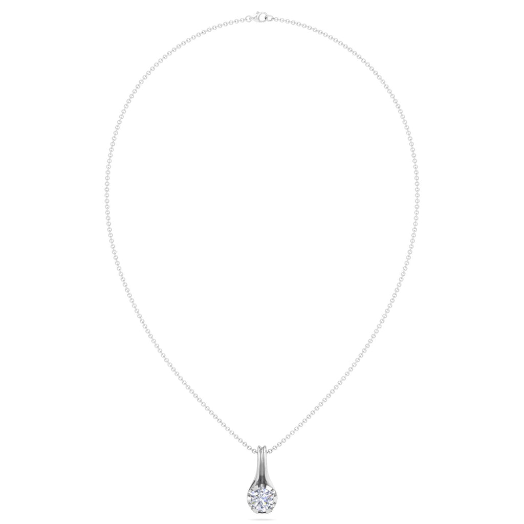 Fluted Teardrop Diamond Solitaire Necklace