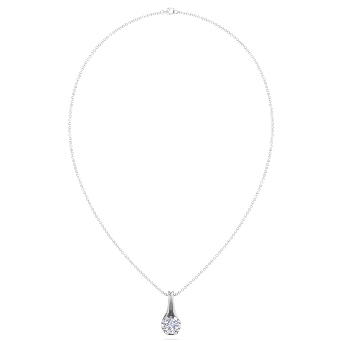 Fluted Teardrop Diamond Solitaire Necklace