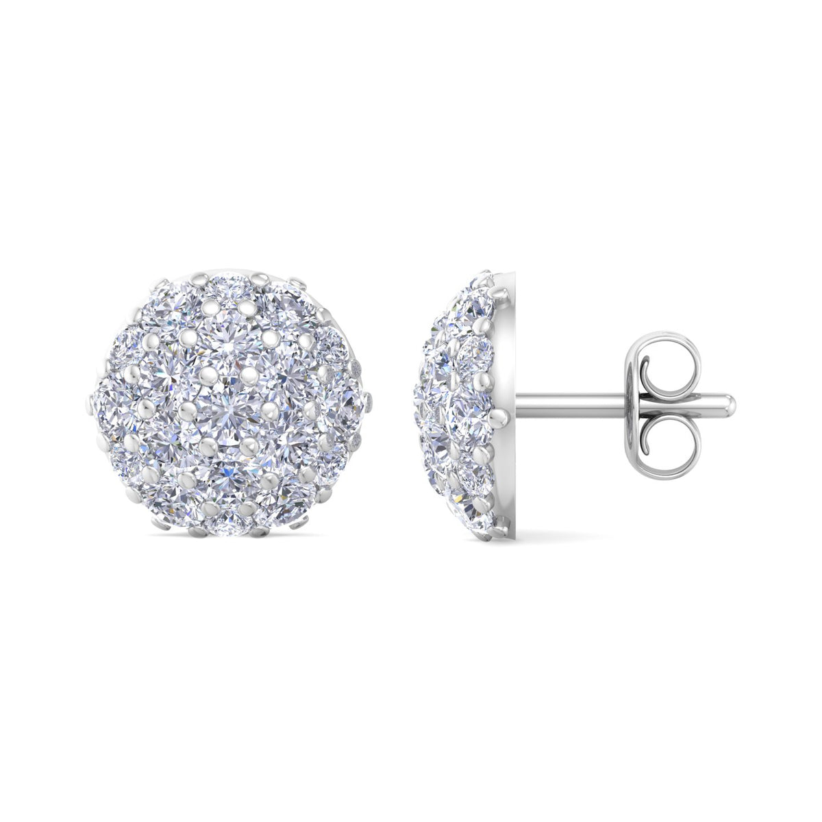 Domed Cluster Diamond Stud Earrings