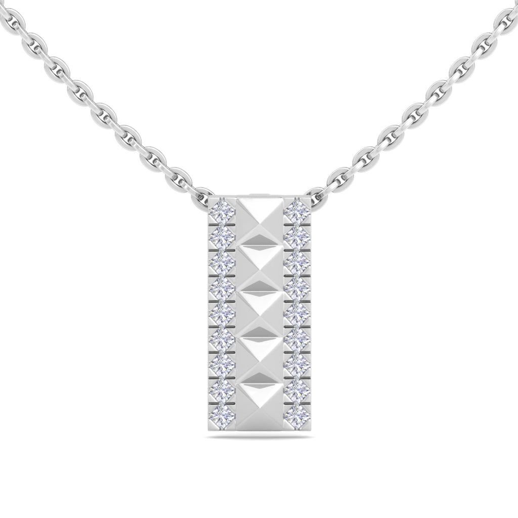 Pyramid Cut Diamond Bar Pendant Necklace