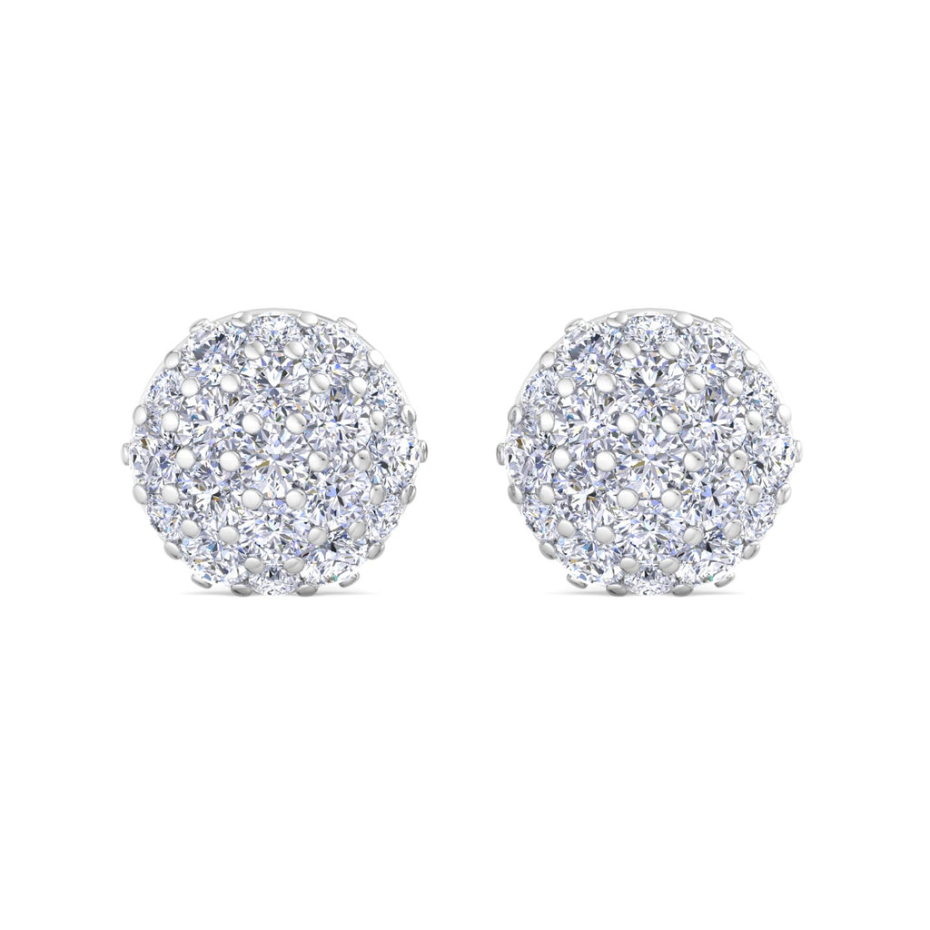 Domed Cluster Diamond Stud Earrings