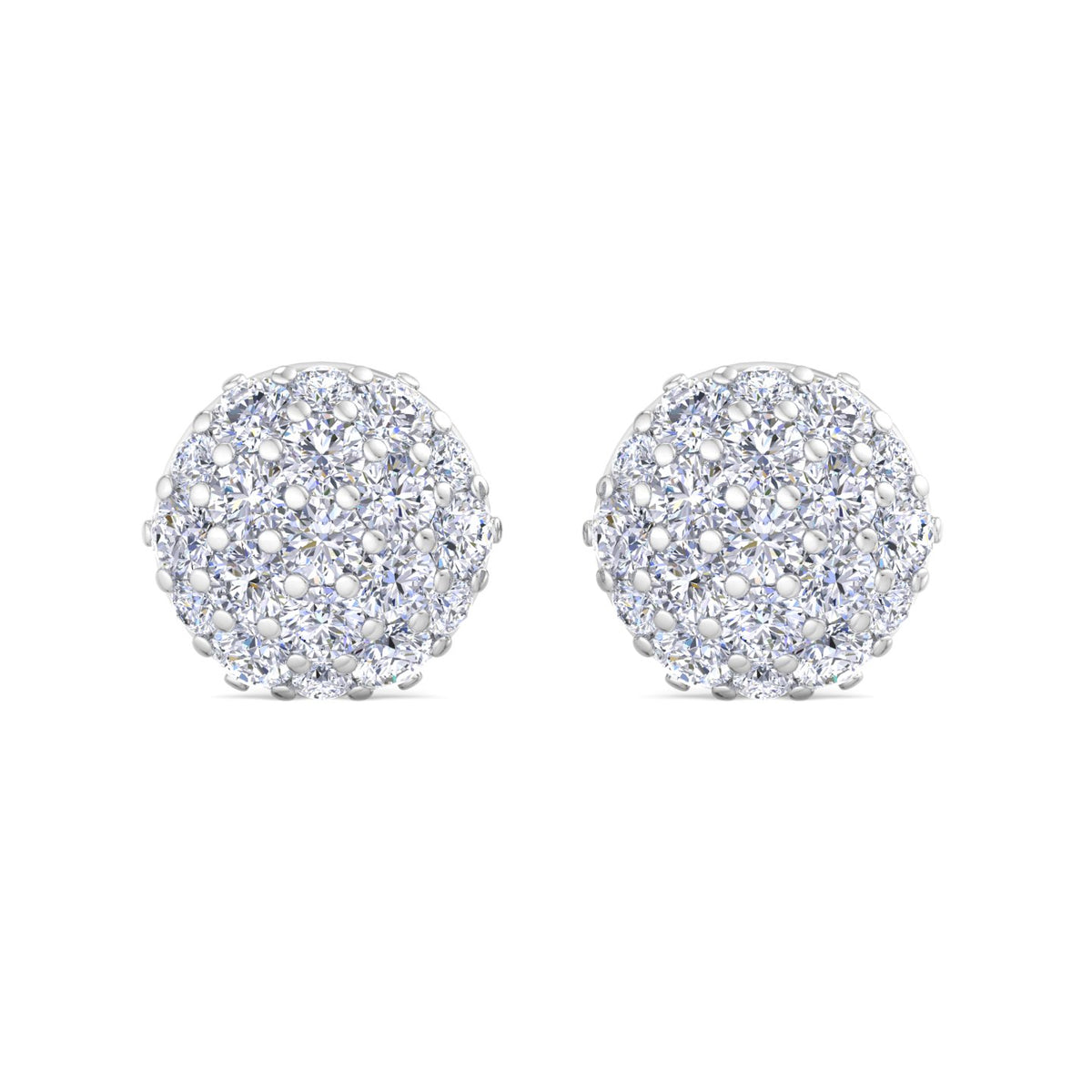 Domed Cluster Diamond Stud Earrings