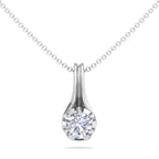 Fluted Teardrop Diamond Solitaire Necklace