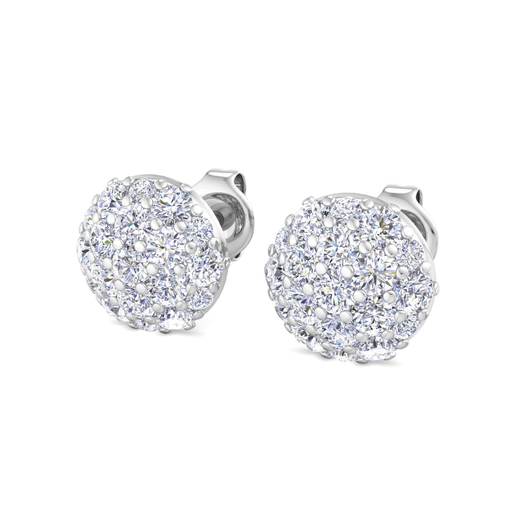 Domed Cluster Diamond Stud Earrings