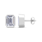 Emerald Cut Bezel Diamond Stud Earrings