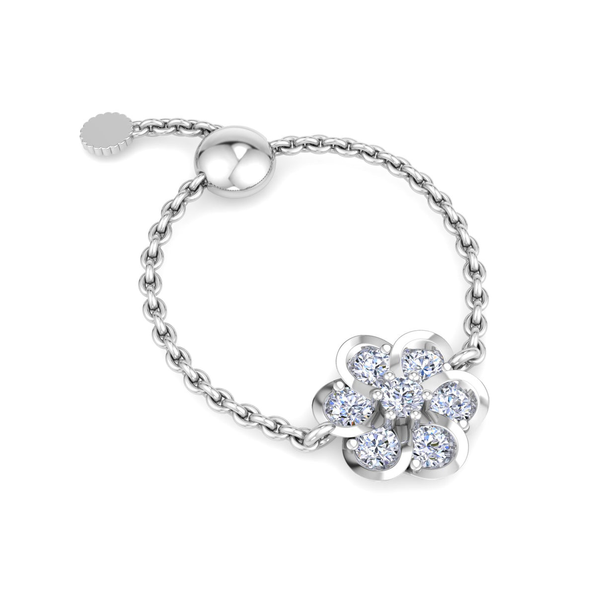 Diamond Flower Chain Ring