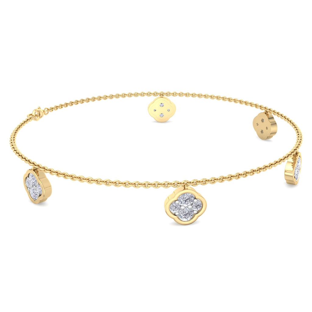 Diamond Clover Charm Station Bracelet