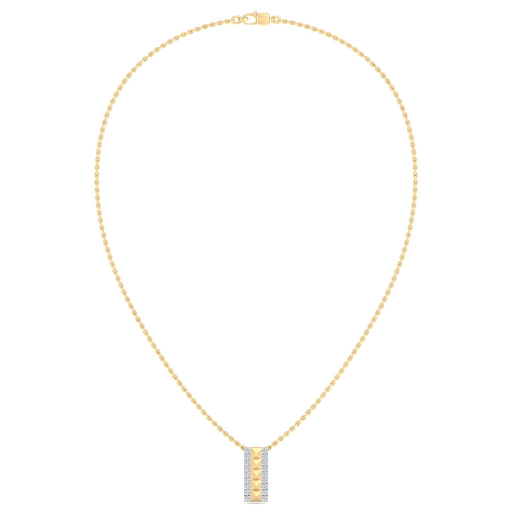 Pyramid Cut Diamond Bar Pendant Necklace