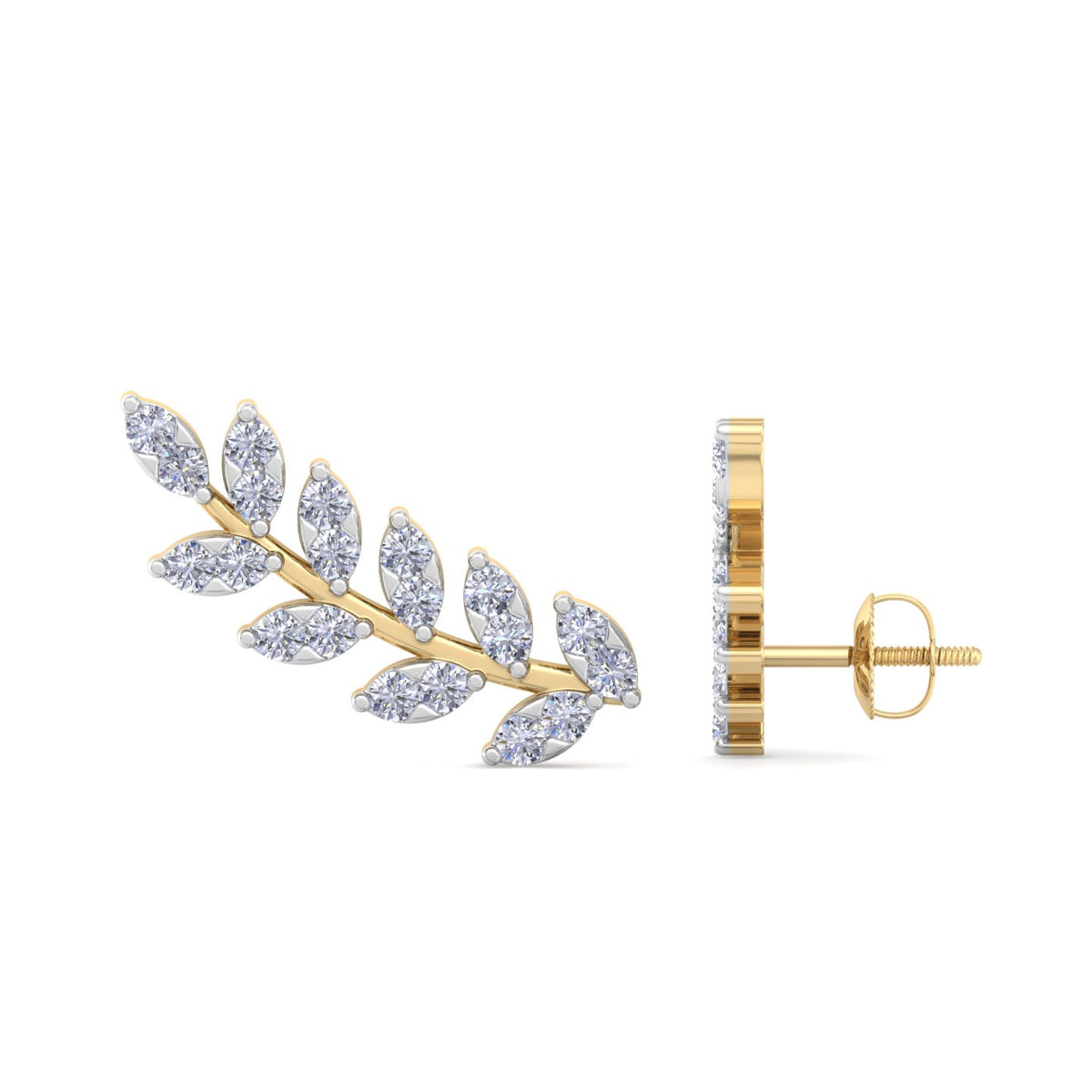 Marquise Leaf Diamond Climber Earrings