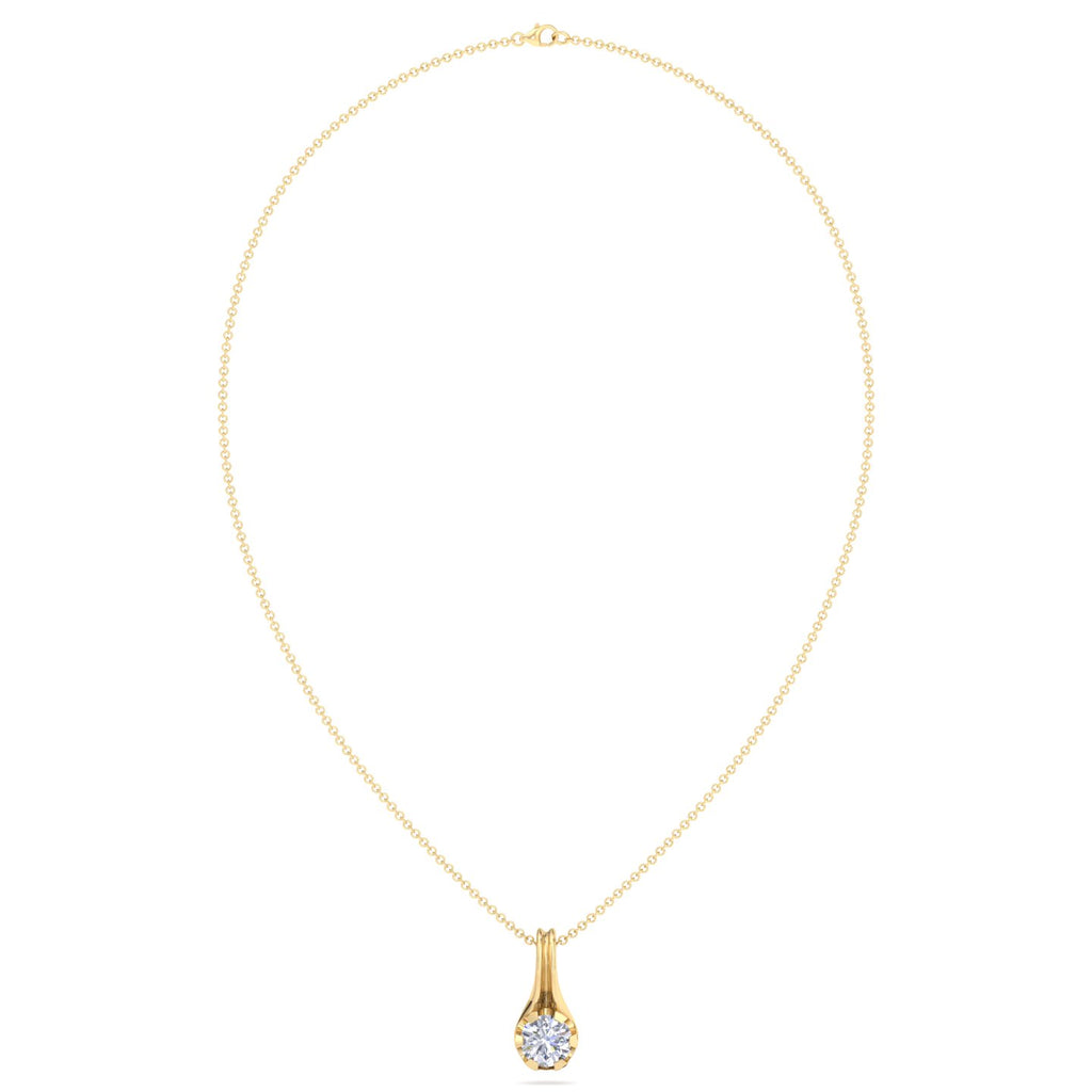 Fluted Teardrop Diamond Solitaire Necklace