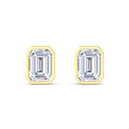 Emerald Cut Bezel Diamond Stud Earrings