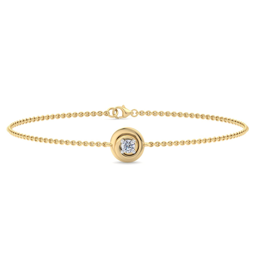 Round Bezel Solitaire Diamond Chain Bracelet