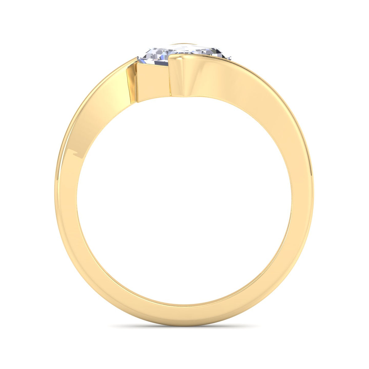 Asscher Cut Bypass Solitaire Diamond Ring