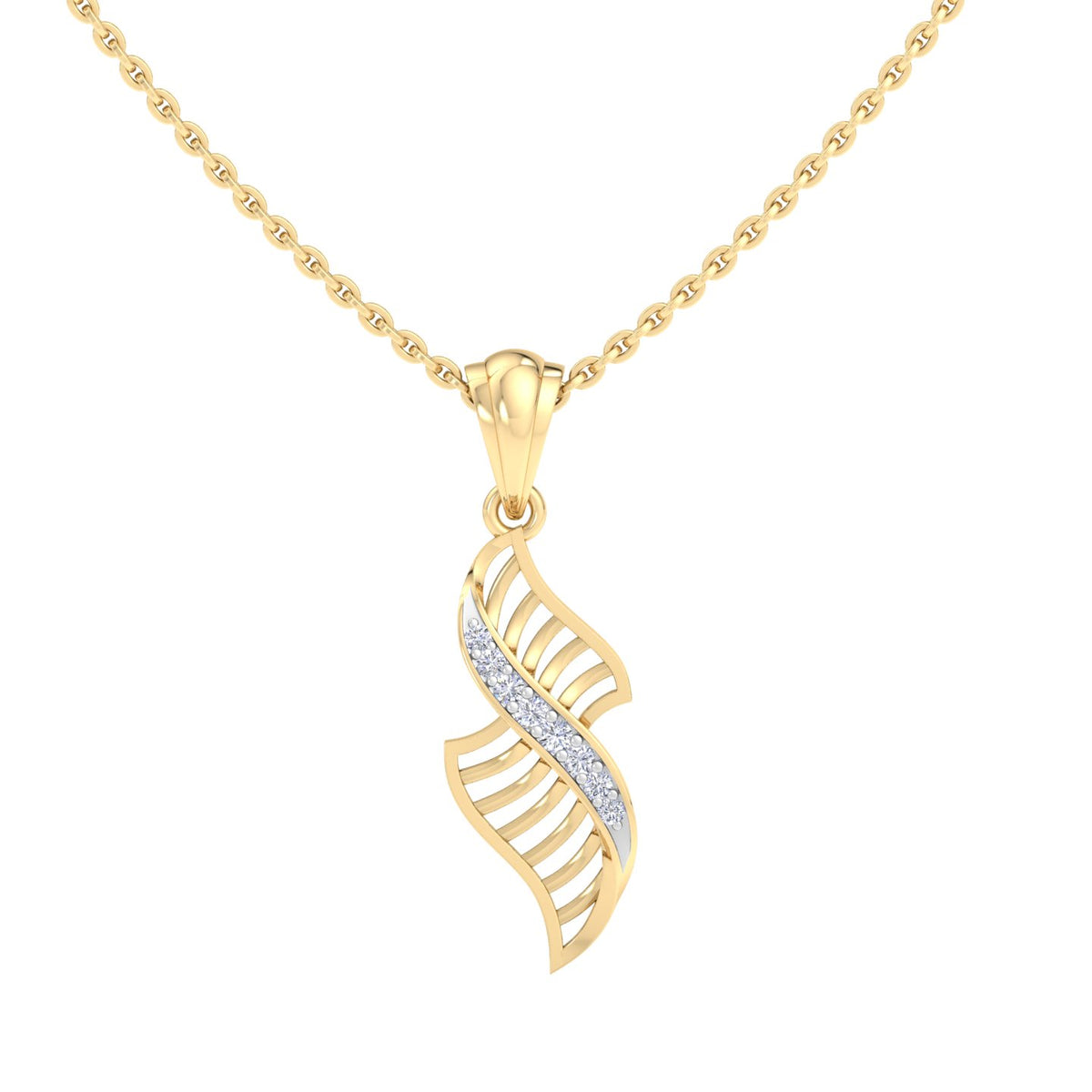 Diamond Flame Leaf Pendant Necklace