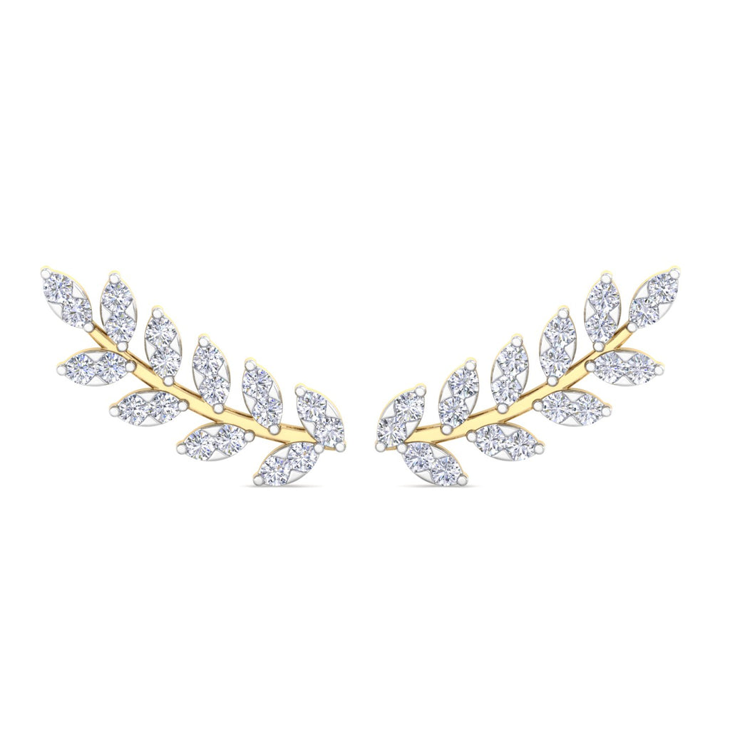 Marquise Leaf Diamond Climber Earrings