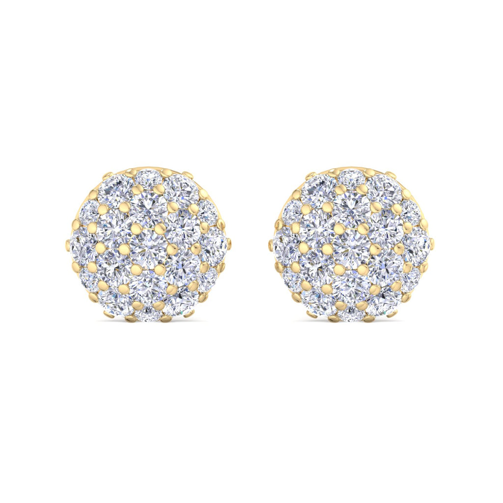 Domed Cluster Diamond Stud Earrings