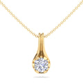 Fluted Teardrop Diamond Solitaire Necklace