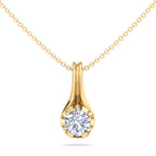Fluted Teardrop Diamond Solitaire Necklace