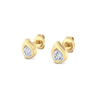 Flame Petal Bezel Diamond Stud Earrings