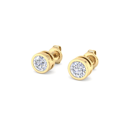 Classic Round Bezel Diamond Stud Earrings