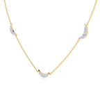 Crescent Moon Diamond Station Necklace