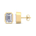 Emerald Cut Bezel Diamond Stud Earrings