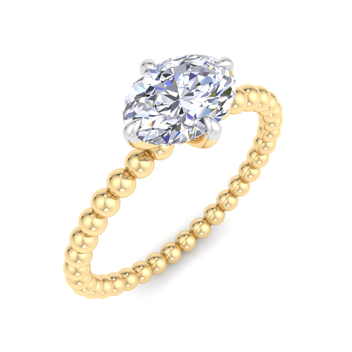 Beaded Band Solitaire Diamond Ring