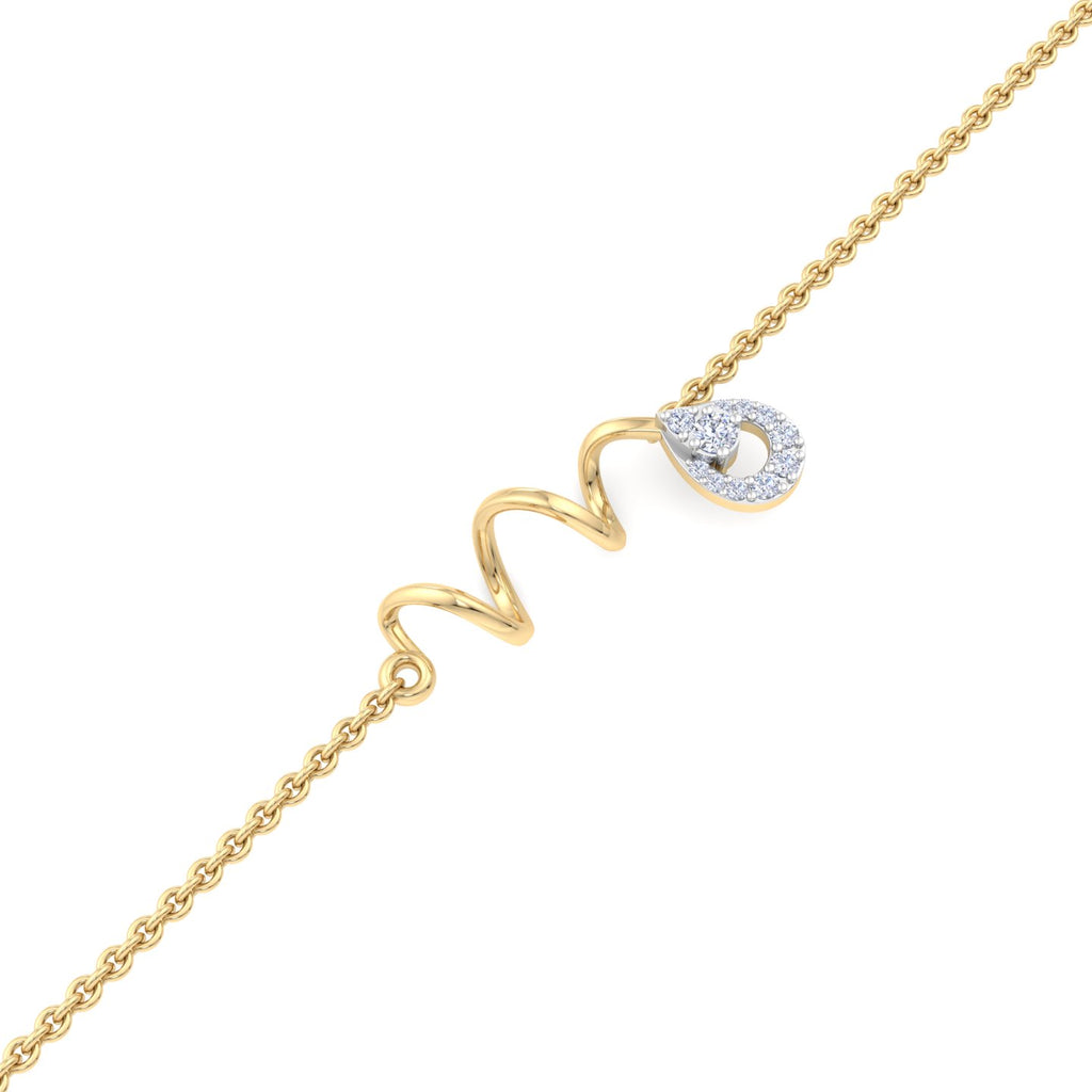 Wavy Wire Teardrop Diamond Charm Bracelet