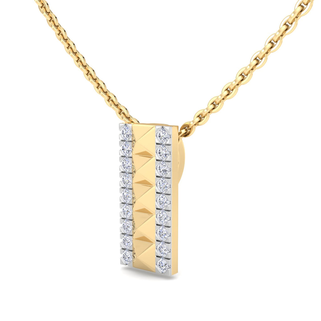Pyramid Cut Diamond Bar Pendant Necklace