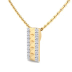 Pyramid Cut Diamond Bar Pendant Necklace