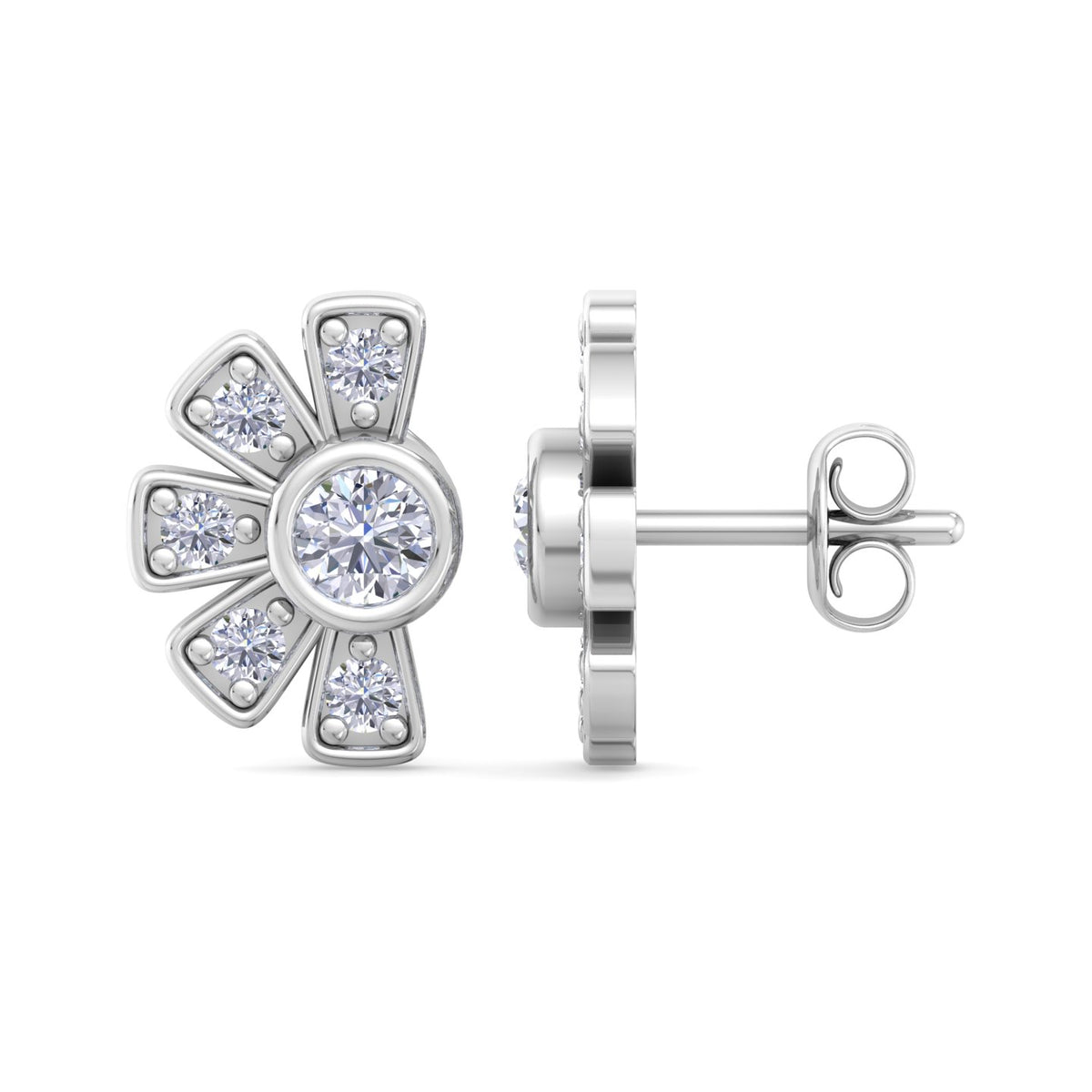 Blooming Pinwheel Diamond Stud Earrings
