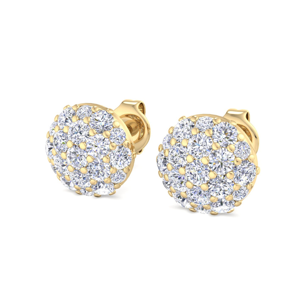Domed Cluster Diamond Stud Earrings